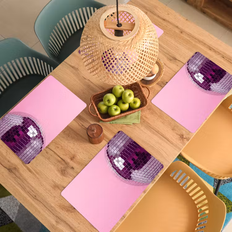 Placemat - 6 stuks - Spiegelbal - Zilver - Modern — 4
