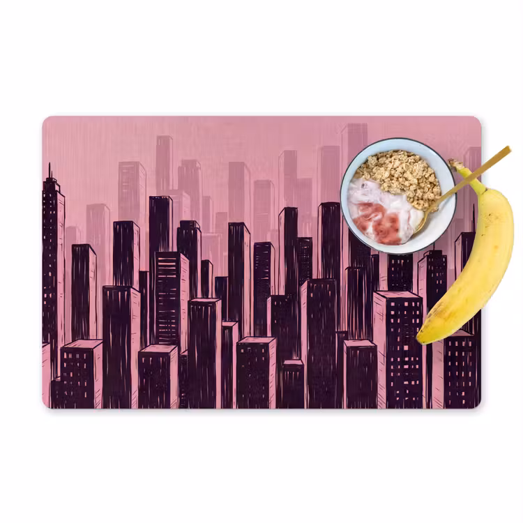 Placemat - 6 stuks - Stad - Abstract - Roze — 1