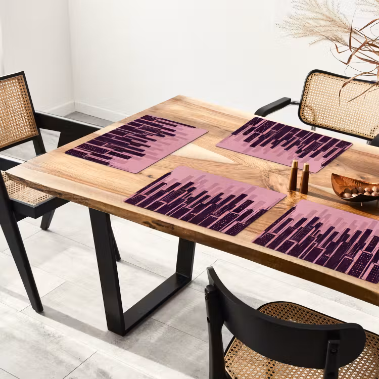 Placemat - 6 stuks - Stad - Abstract - Roze — 3