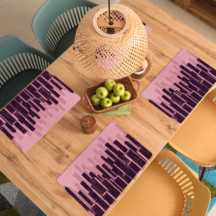 Placemat - 6 stuks - Stad - Abstract - Roze — 4