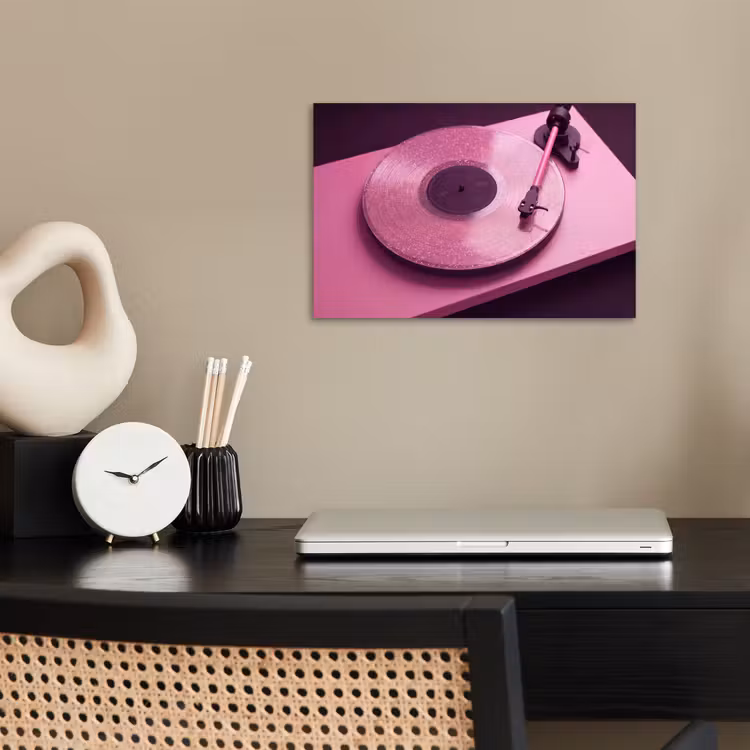 Poster - Platenspeler - Roze - Muziek — 2