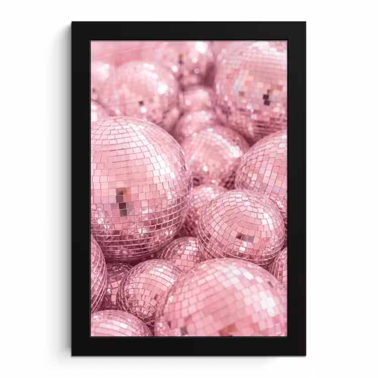 Poster met lijst - Roze disco ballen — 1