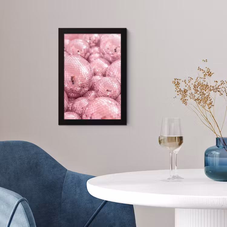 Poster met lijst - Roze disco ballen — 4