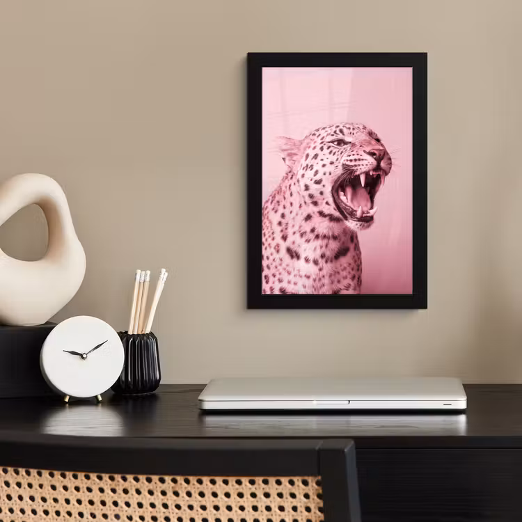 Poster met lijst - Roze kat - Modern — 2