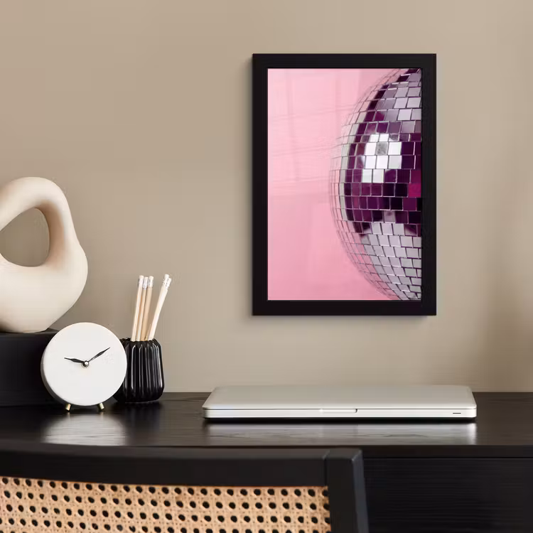 Poster met lijst - Spiegelbal - Zilver - Modern — 2