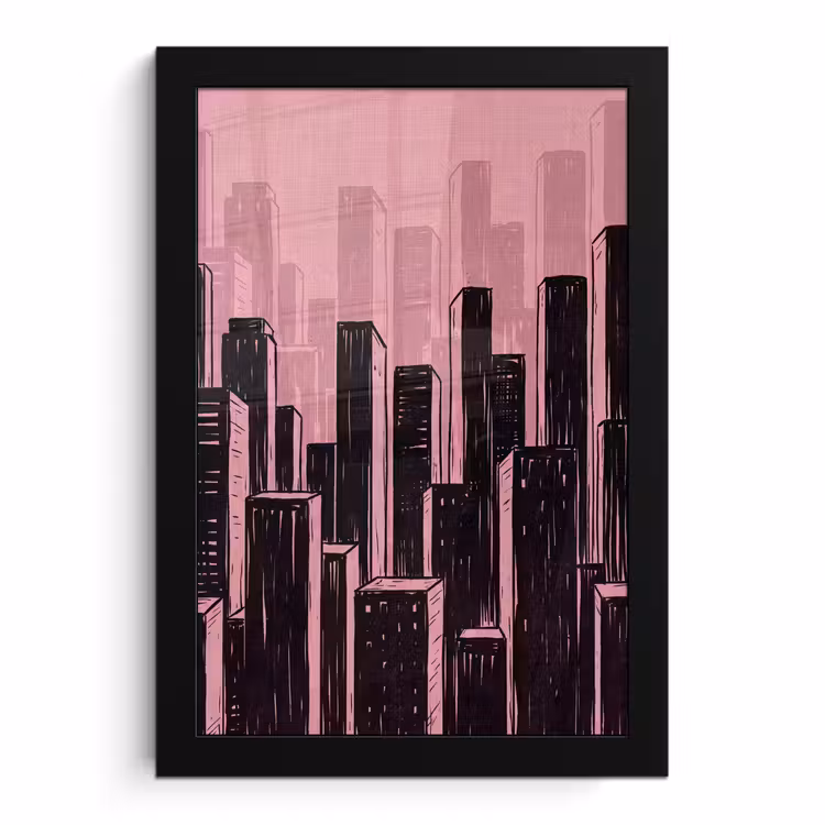 Poster met lijst - Stad - Abstract - Roze — 1
