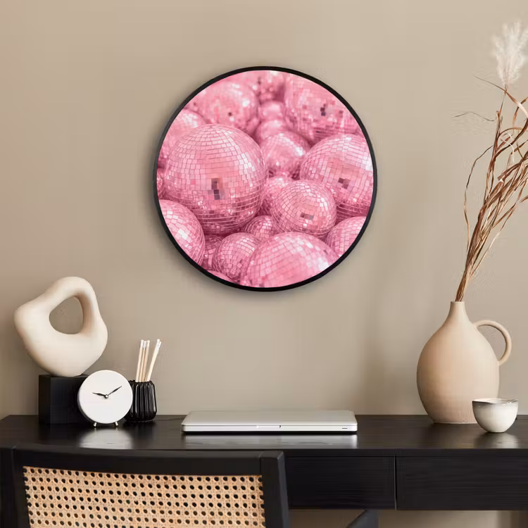 Ronde fotolijst - Roze disco ballen — 3