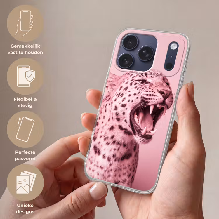 Telefoonhoesje Softcase - Roze kat - Modern — 4