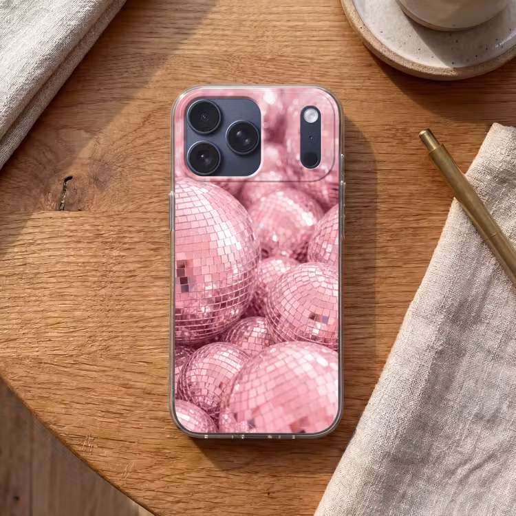Telefoonhoesje Softcase - Roze disco ballen — 2