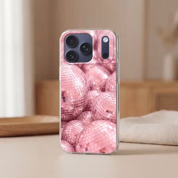 Telefoonhoesje Softcase - Roze disco ballen — 3