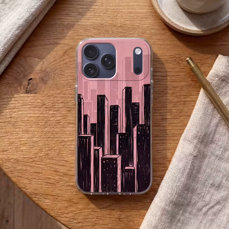 Telefoonhoesje Softcase - Stad - Abstract - Roze — 2