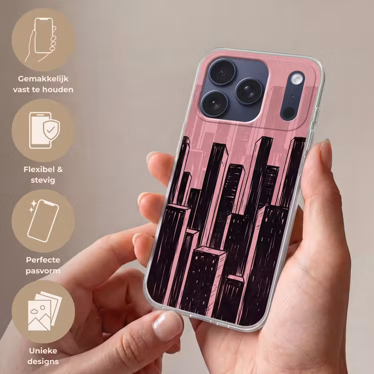 Telefoonhoesje Softcase - Stad - Abstract - Roze — 4