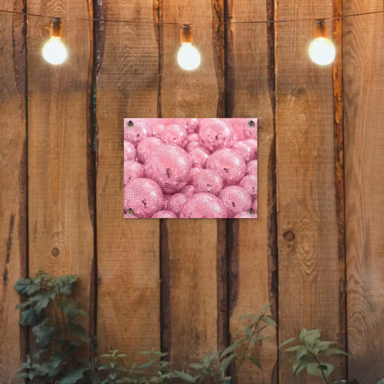 Tuinposter - Roze disco ballen — 2