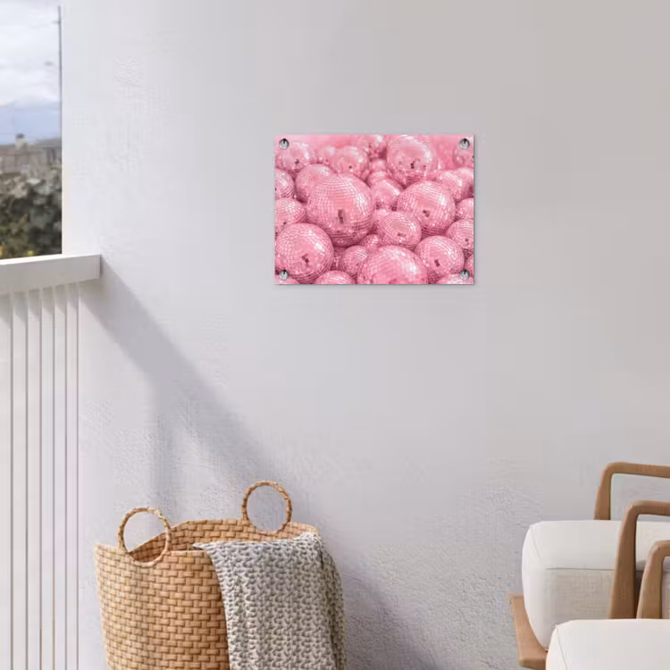 Tuinposter - Roze disco ballen — 3