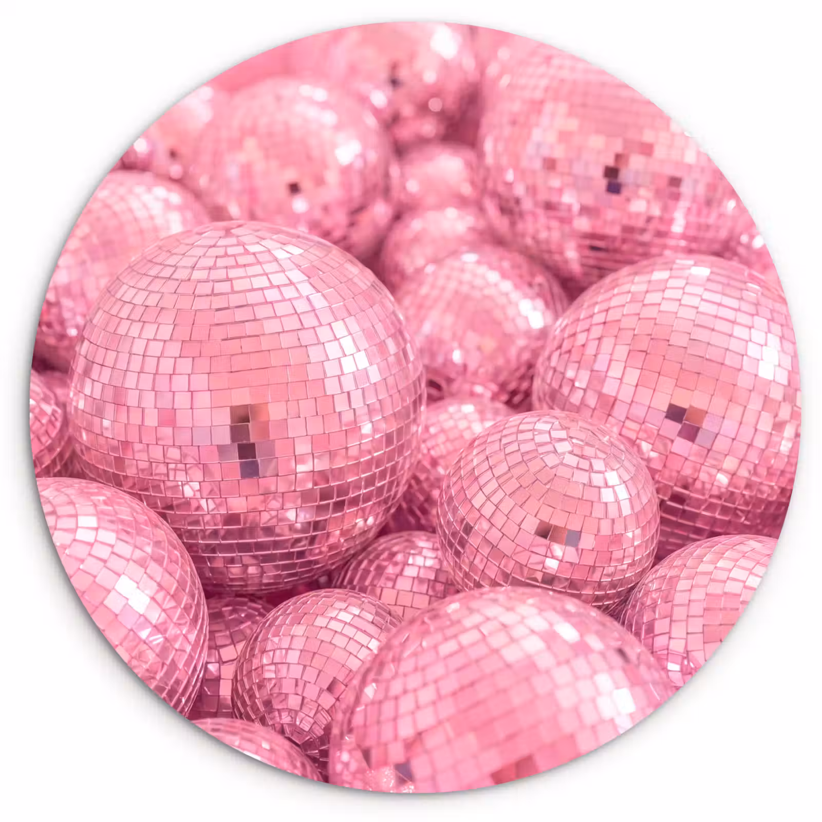 Wandcirkel - Glas - Roze disco ballen — 1