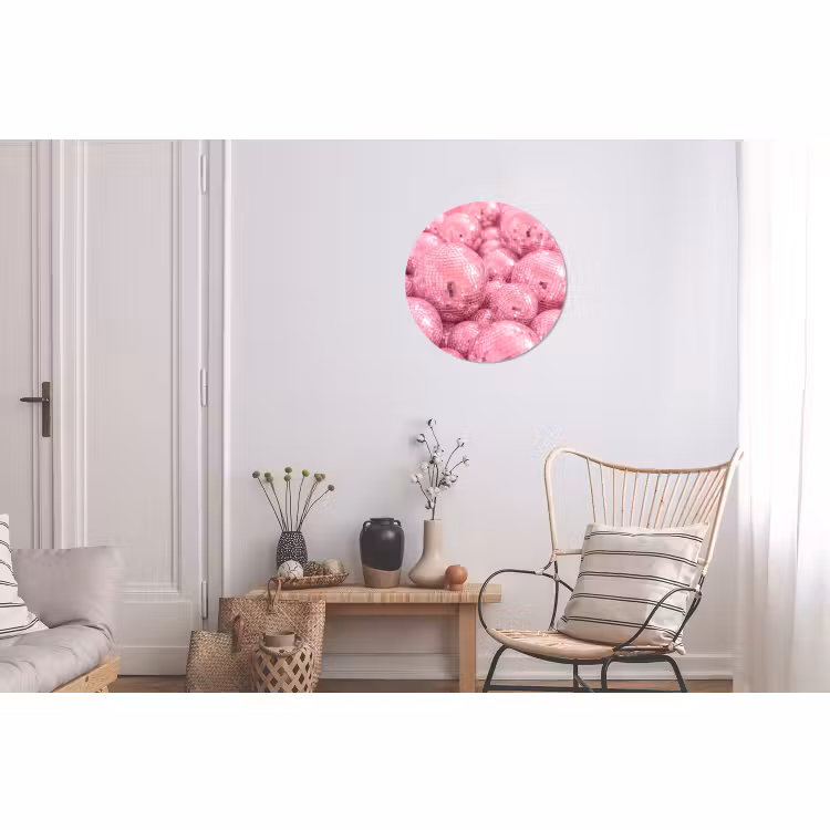 Wandcirkel - Aluminium - Roze disco ballen — 2