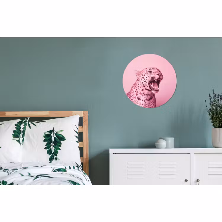 Wandcirkel - Aluminium - Roze kat - Modern — 4