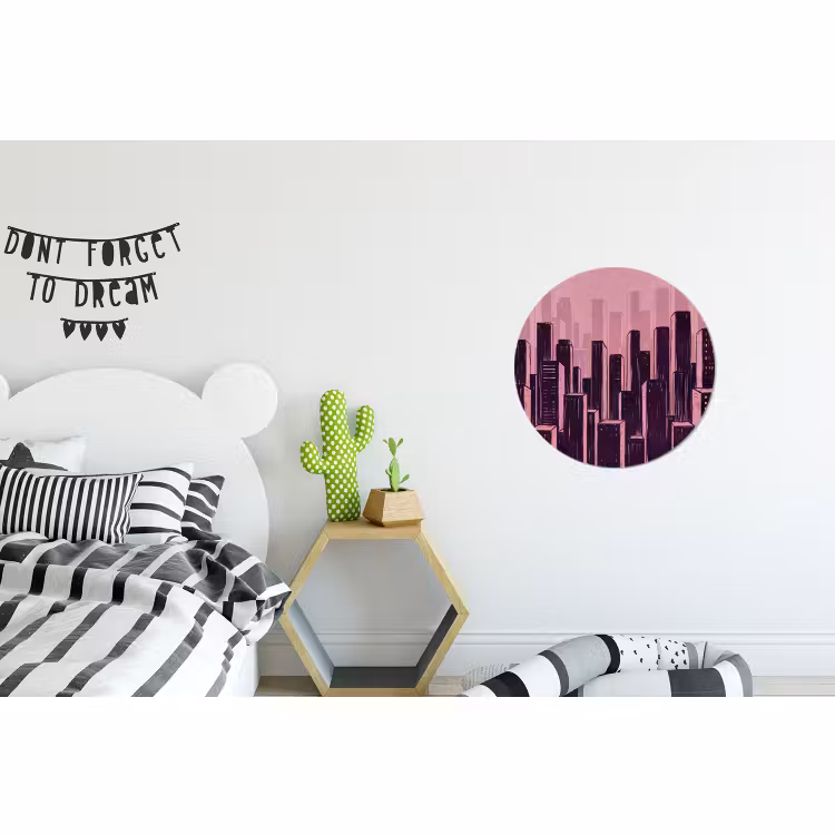 Wandcirkel - Aluminium - Stad - Abstract - Roze — 5
