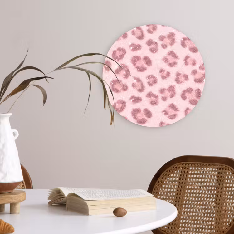 Wandcirkel - Glas - Roze dierenprint - Glitter — 4