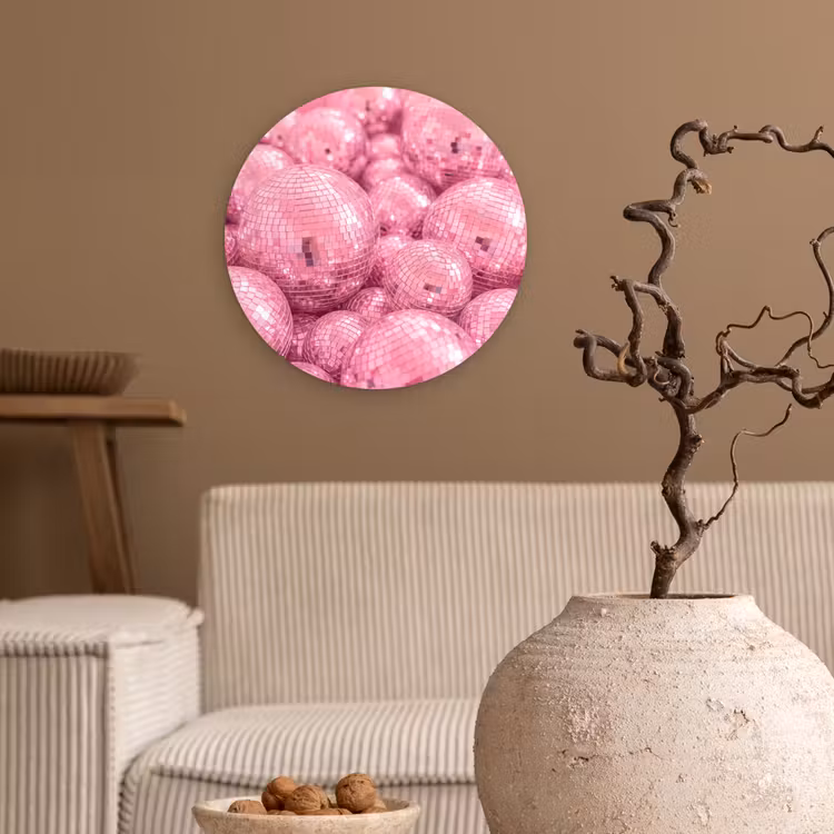 Wandcirkel - Glas - Roze disco ballen — 2
