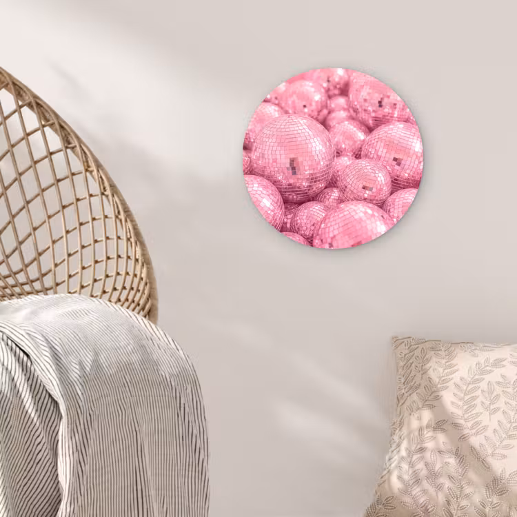 Wandcirkel - Glas - Roze disco ballen — 5