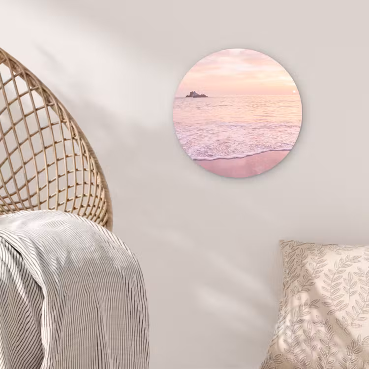 Wandcirkel - Glas - Strand - Zonsondergang - Roze — 5