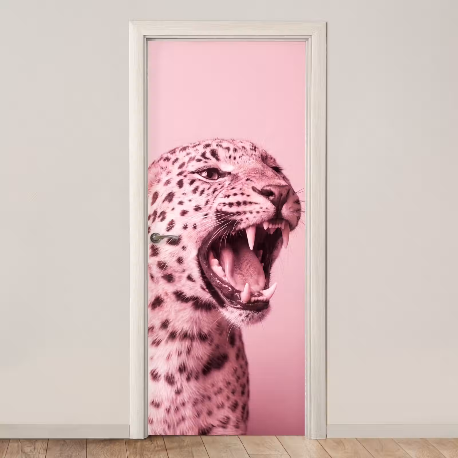 Deursticker - Roze kat - Modern — 1