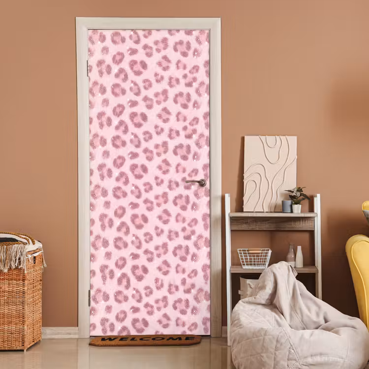 Deursticker - Roze dierenprint - Glitter — 2