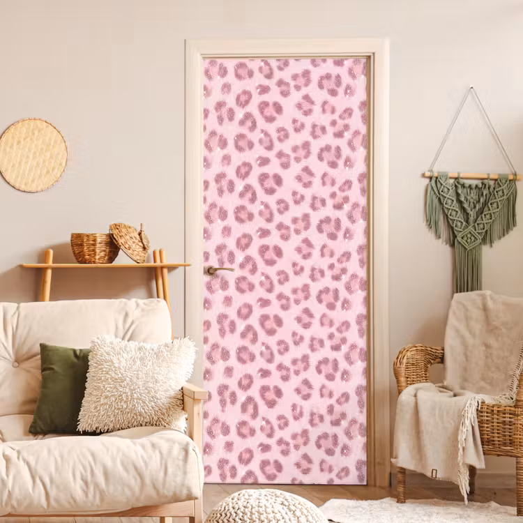Deursticker - Roze dierenprint - Glitter — 4