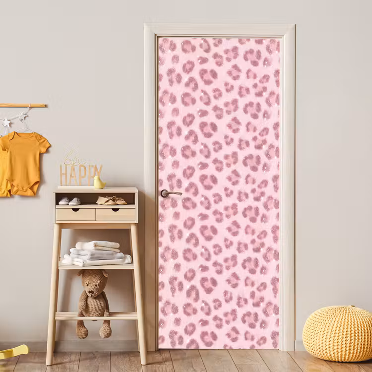 Deursticker - Roze dierenprint - Glitter — 6