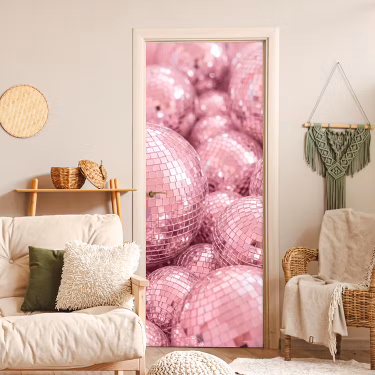 Deursticker - Roze disco ballen — 4