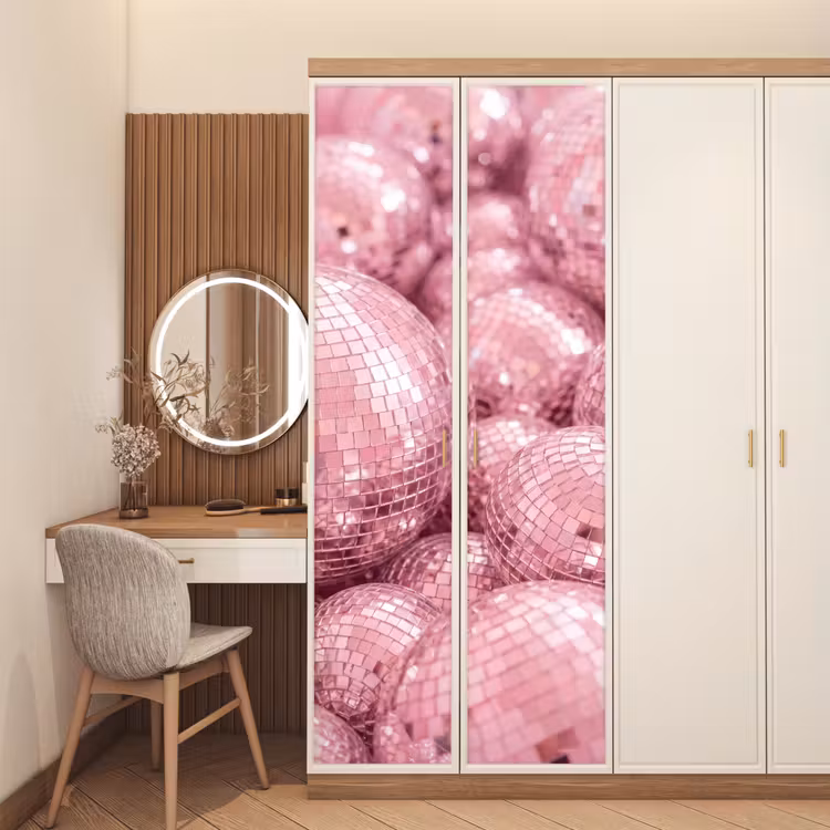 Deursticker - Roze disco ballen — 5
