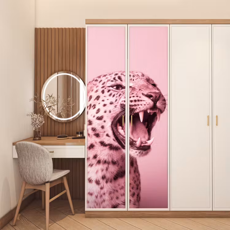 Deursticker - Roze kat - Modern — 5