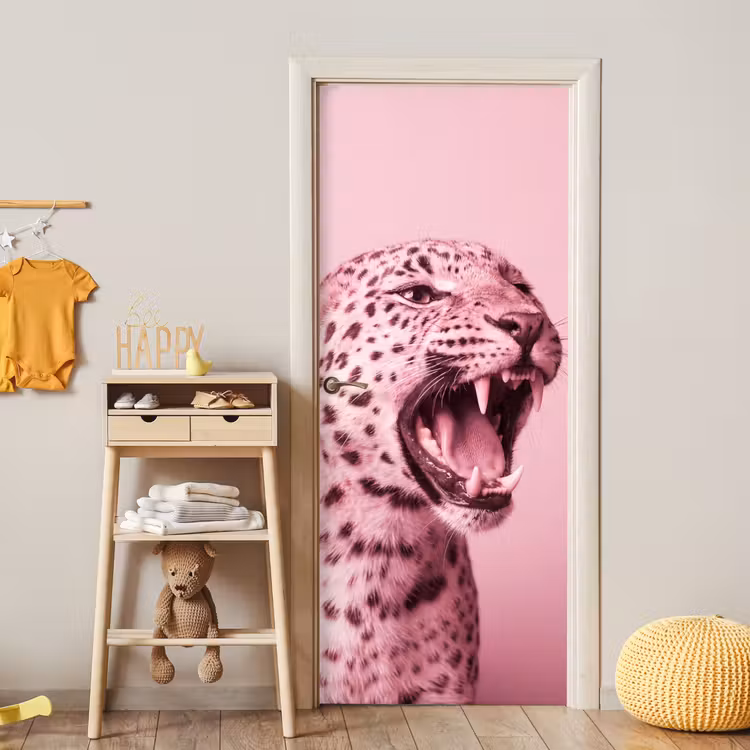 Deursticker - Roze kat - Modern — 6