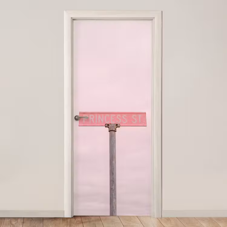 Deursticker - Roze straatnaambord - Stad — 1