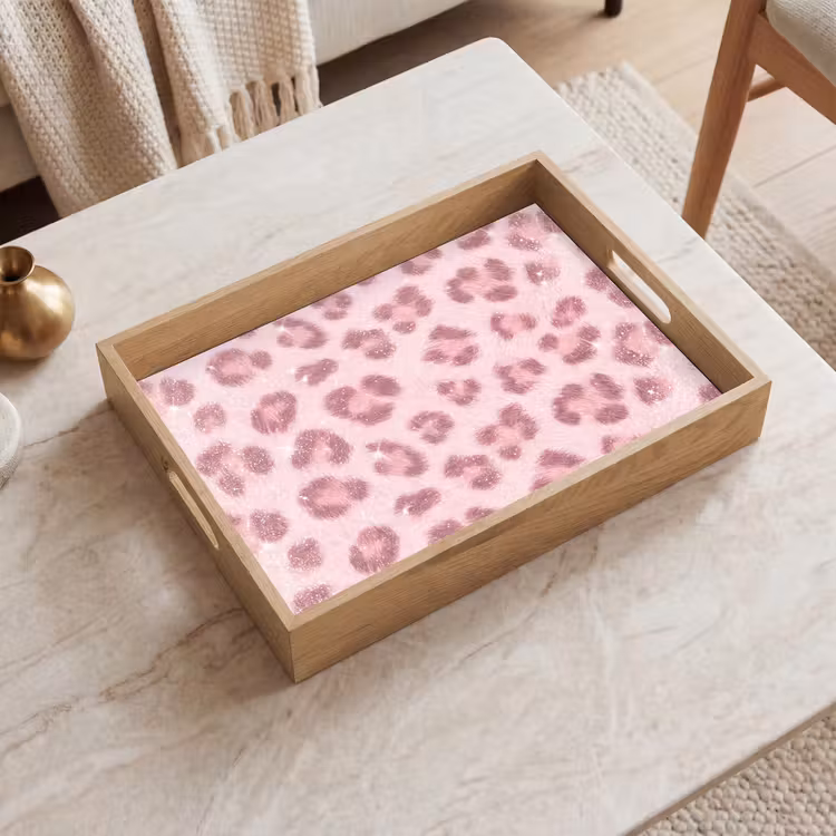 Dienblad - Roze dierenprint - Glitter — 2