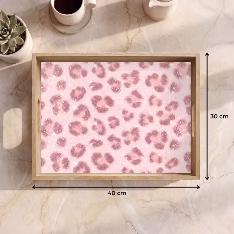Dienblad - Roze dierenprint - Glitter — 9