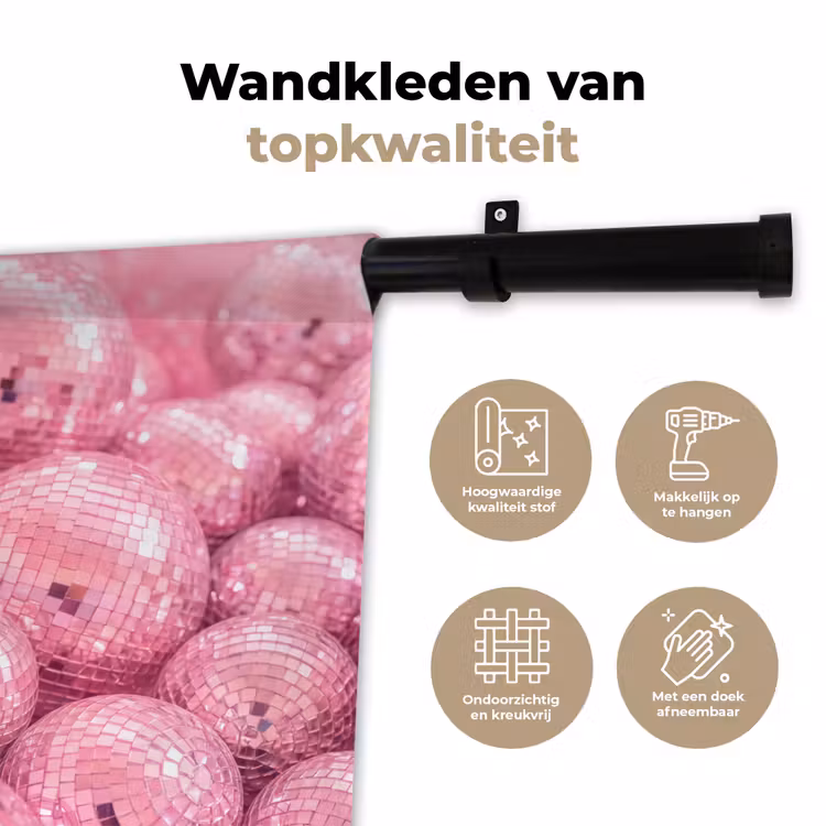 Wandkleed - Roze disco ballen — 3
