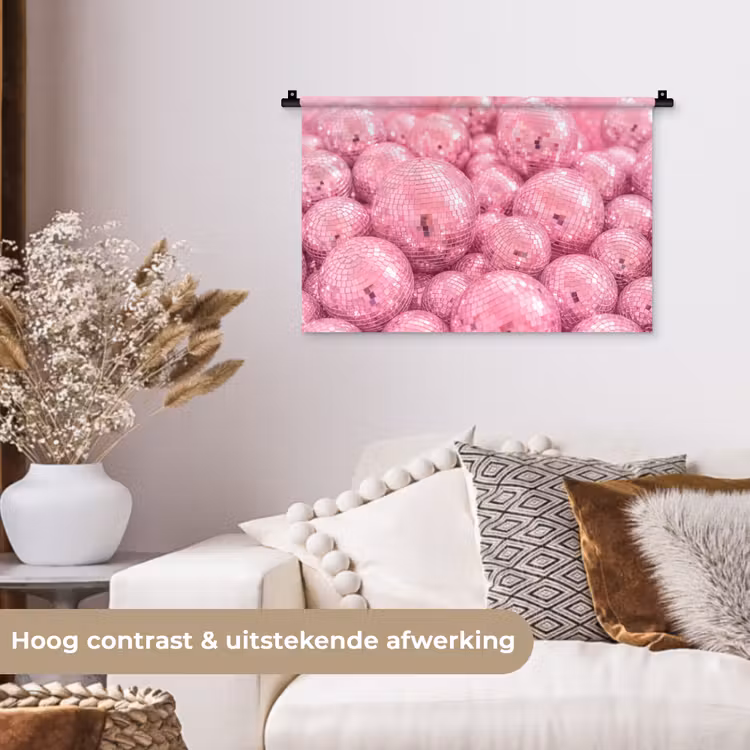 Wandkleed - Roze disco ballen — 4