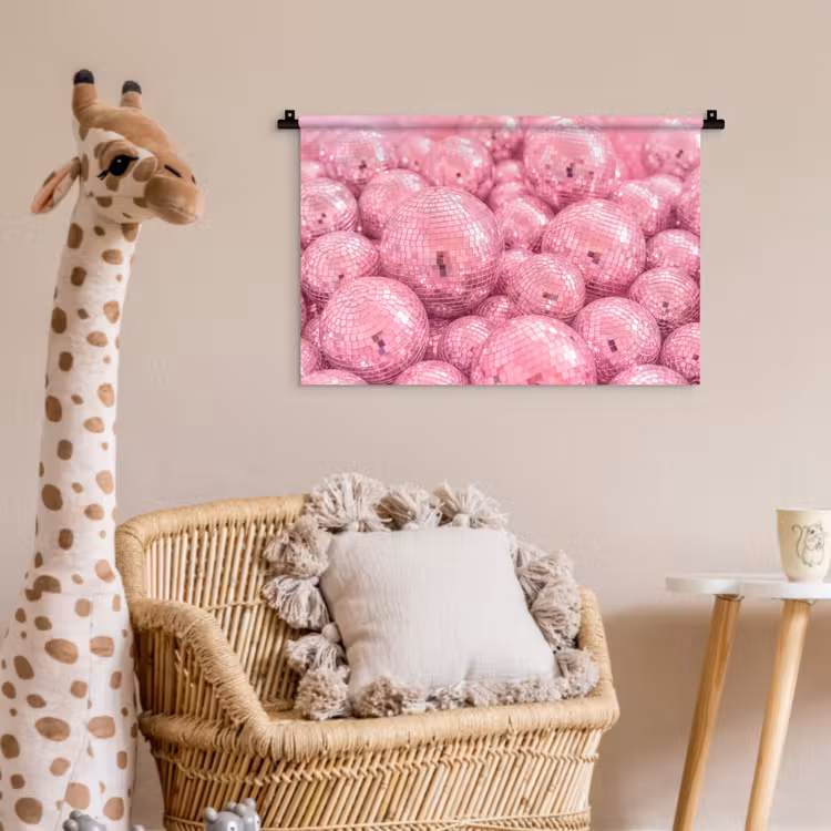 Wandkleed - Roze disco ballen — 5