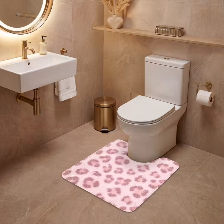 Wc Mat - Roze dierenprint - Glitter — 3