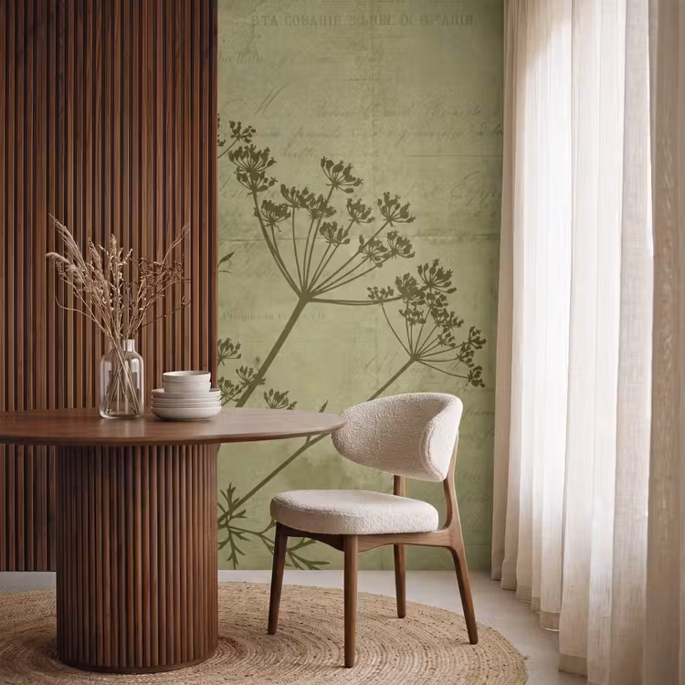Behang - Bloemen - Schrift - Groen β 4