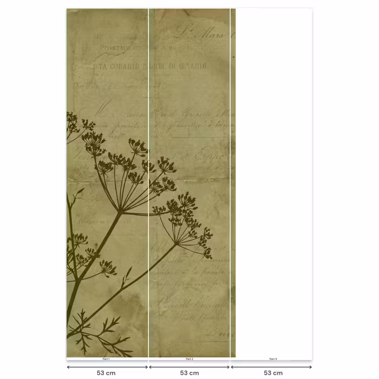 Behang - Bloemen - Schrift - Groen β 6
