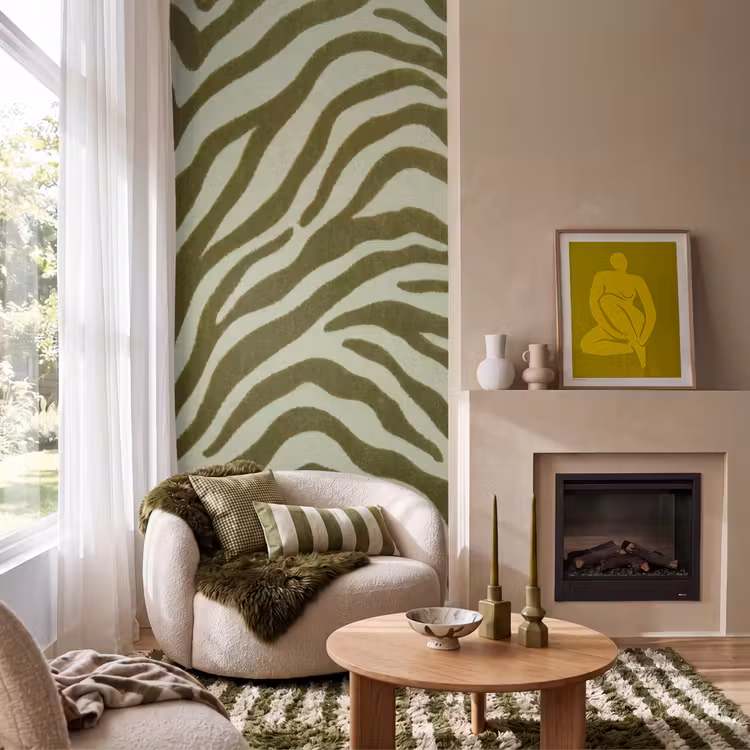 Behang - Zebramotief - Groen - Modern β 1