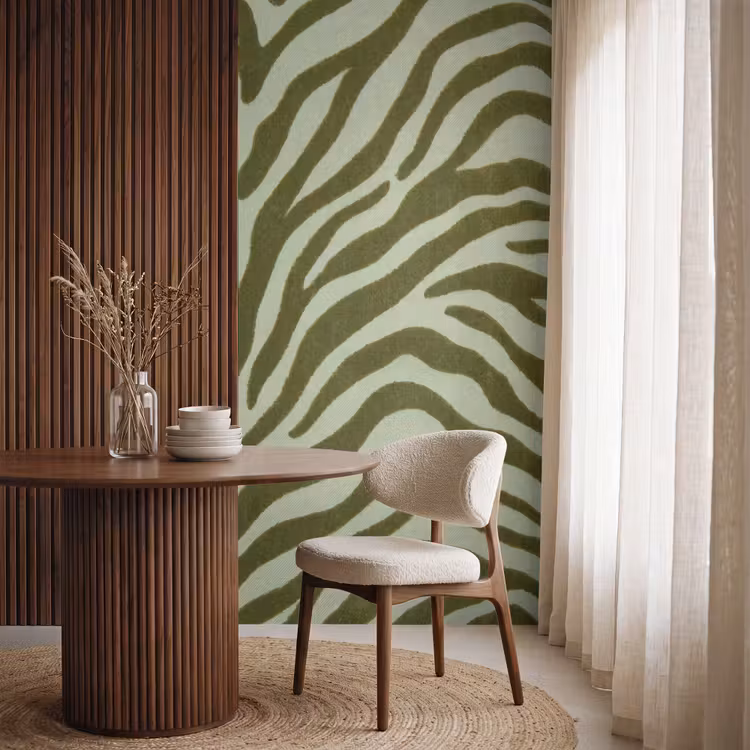 Behang - Zebramotief - Groen - Modern β 4