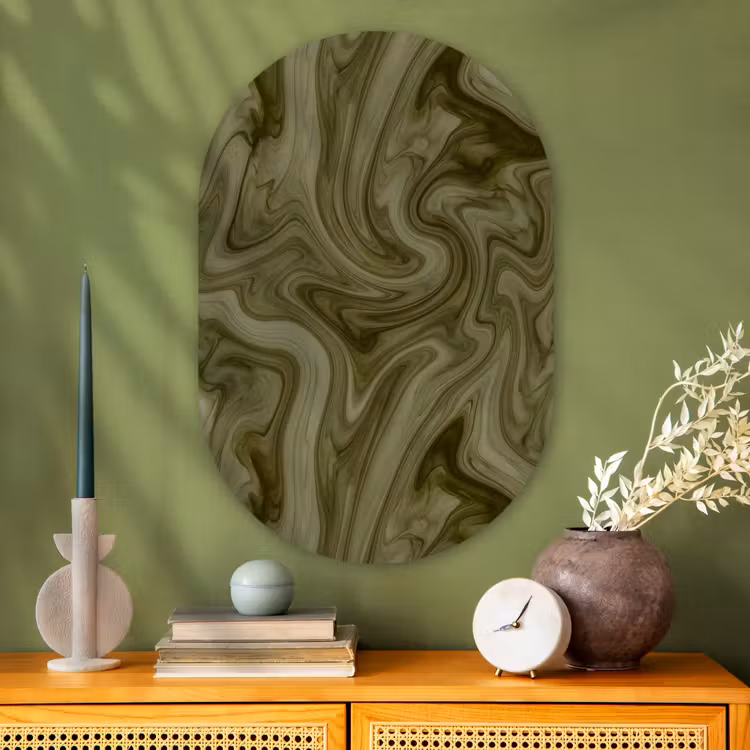 Muurovaal - Glas - Abstract - Groen - Modern — 2