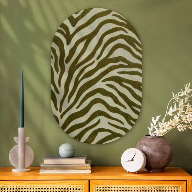 Muurovaal - Glas - Zebramotief - Groen - Modern — 2