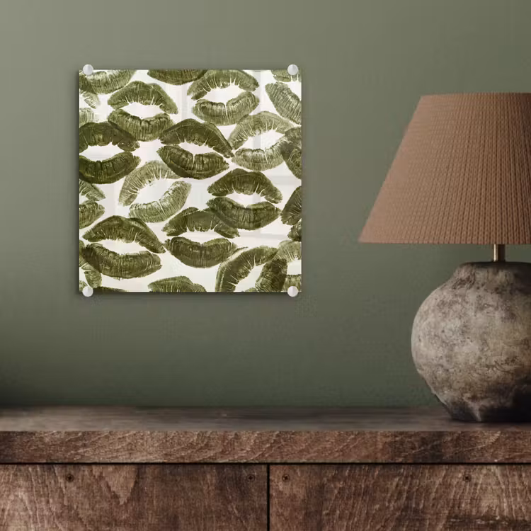 Glas schilderij - Kus - Patroon - Groen — 4