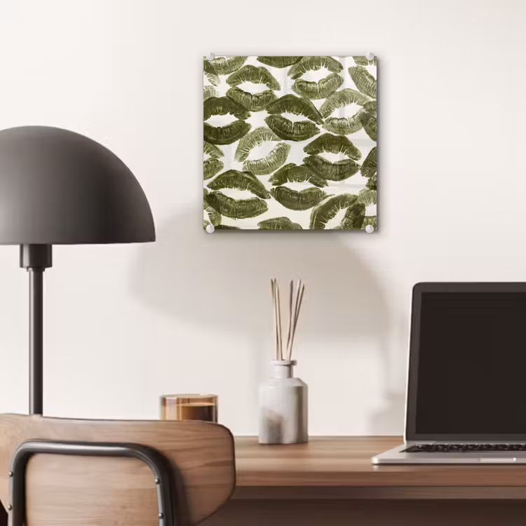 Glas schilderij - Kus - Patroon - Groen — 7