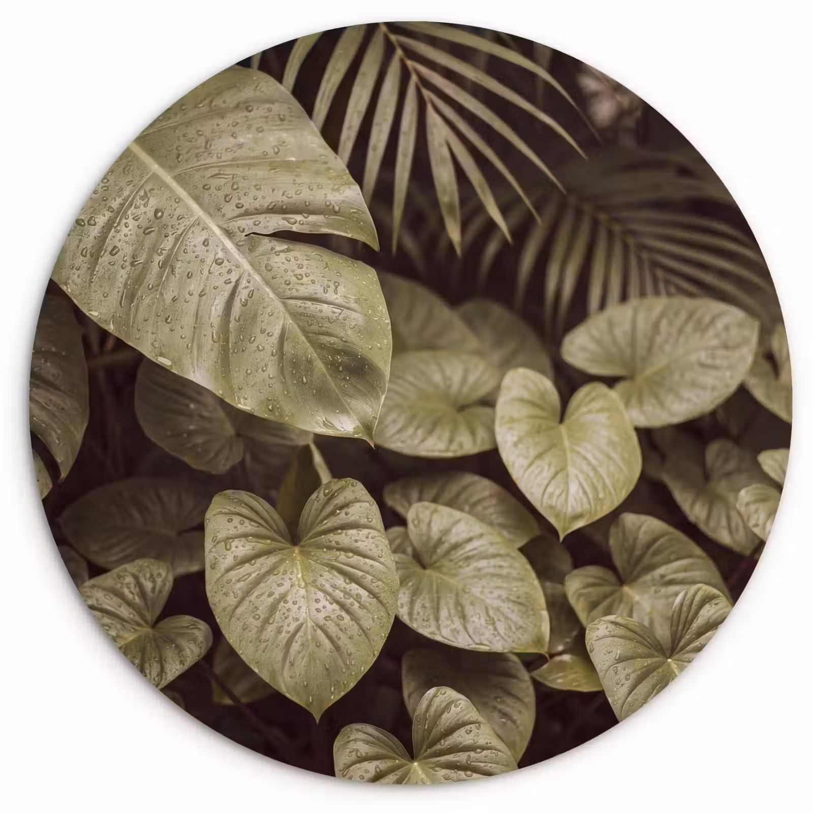Wandcirkel - Glas - Groene bladeren - Natuur — 1